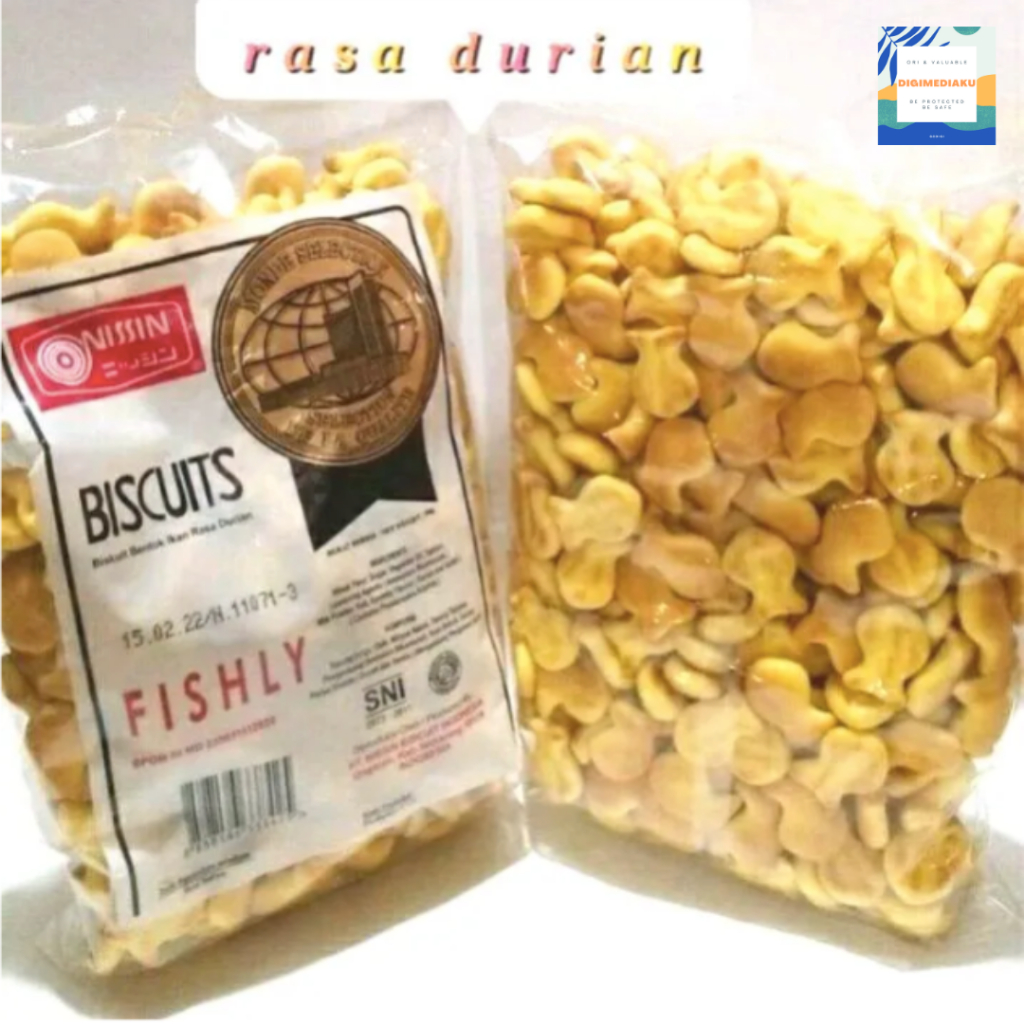 Nissin Fishly Durian 300gram Perpaduan Rasa Vanilla dan Durian Biskuit Kering Nissin