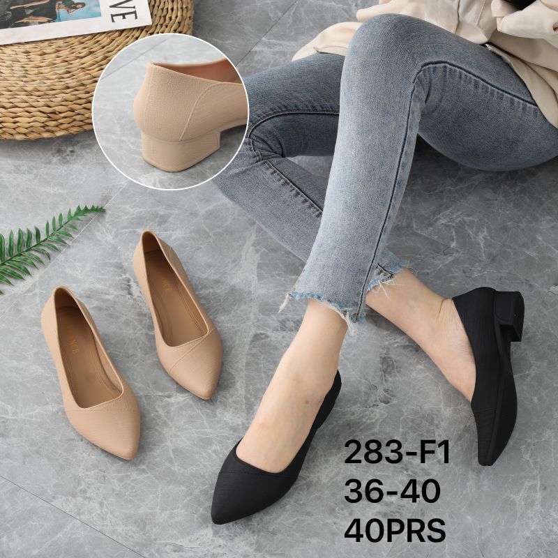 Sepatu Wanita Kerja Bahan Import Lembut Elastis Hak Kotak 3 cm Balance 283