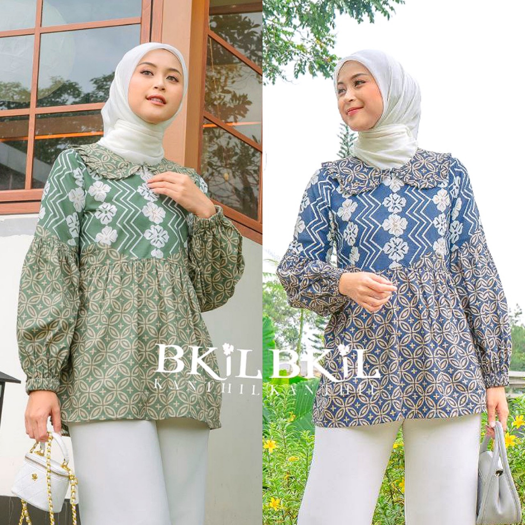 Baju Batik Wanita Modern Atasan Batik Kerja Kantor Wanita Motif Amarilis