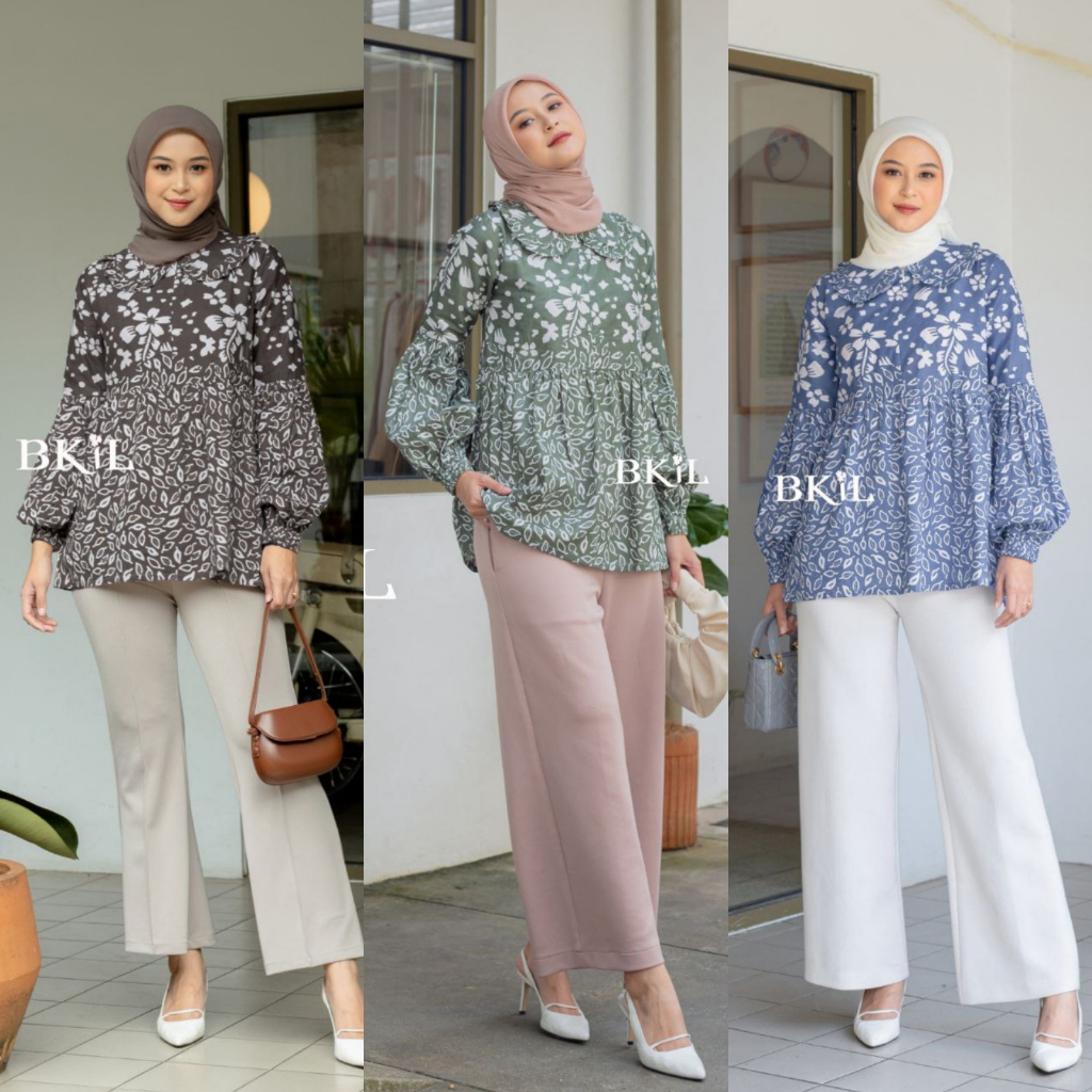 Baju Batik Wanita Modern Atasan Blouse Batik Kerja Kantor Wanita