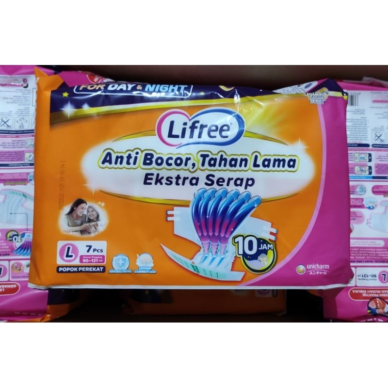 Lifree Popok Dewasa Tipe Perekat Ukuran L Isi 7 Pcs / Popok Dewasa / Anti Bocor &amp; Tahan Lama / Kualitas Jepang