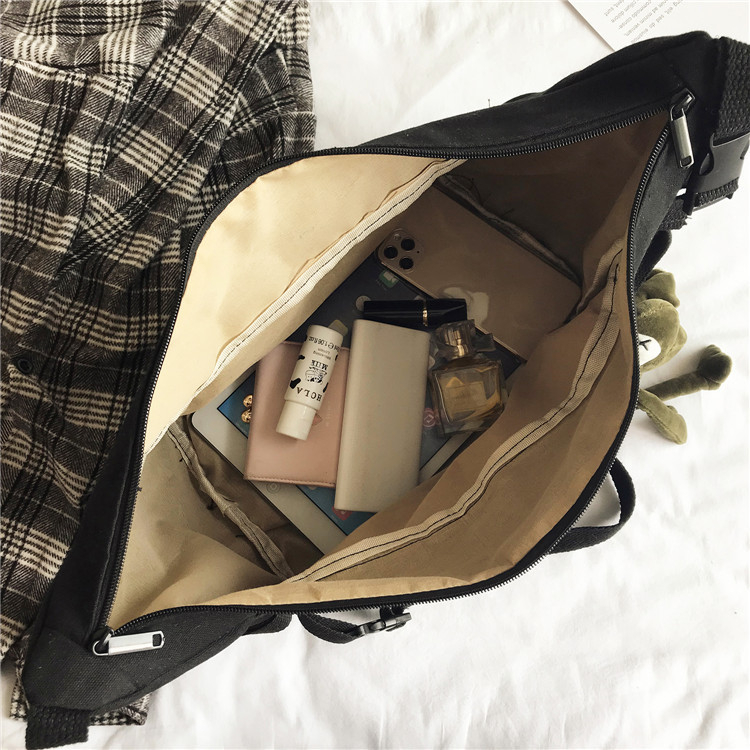 Best Deals Tas Selempang Kanvas Pria Wanita Ukuran Besar Harajuku + Gantungan Kodok / Tas Kanvas