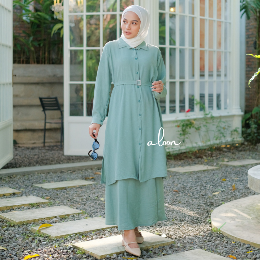 Elma Setelan Rok Crinkle Airflow Busui Friendly – One Set Rok Wanita Terbaru