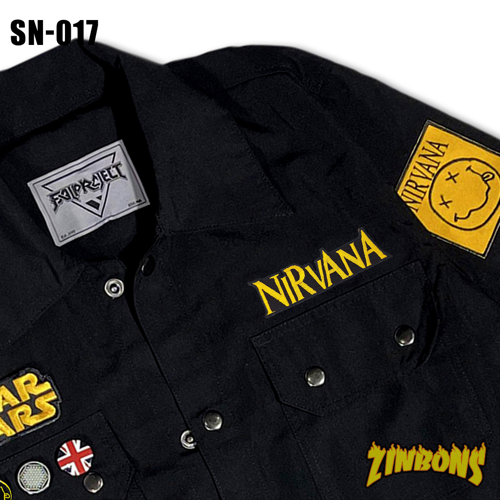 SEMI PARKA NIRVANA JAKET SEMI PARKA HITAM TEMA MUSIK NIRVANA