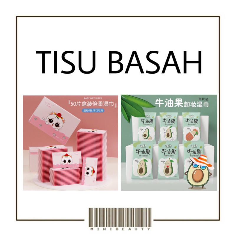 tisu basah satuan tissue basah sachet avocado tisu remover make up alpukat tissue pembersih wajah