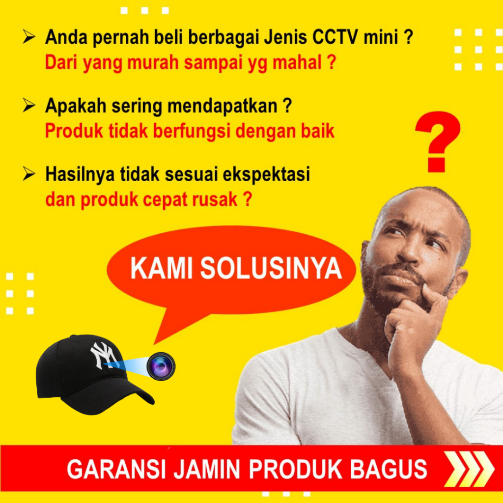 KAMERA MINI TERSEMBUNYI TANPA KABEL CAMERA CCTV MINI SAMBUNG KE HP JARAK JAUH SPY CAM TOPI HIDDEN CAMERA JS07