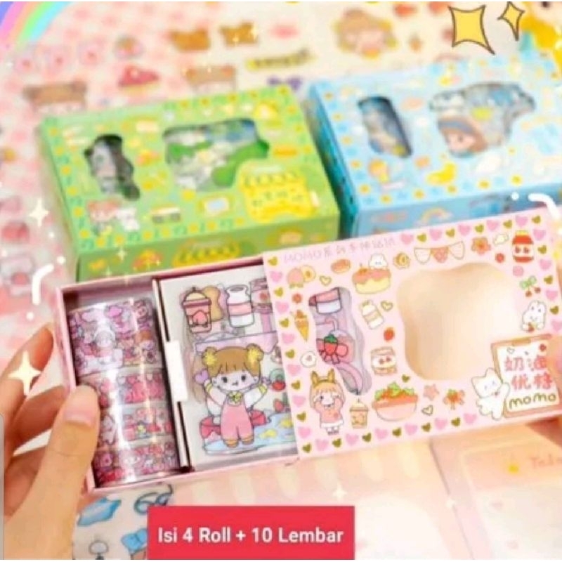 Sticker Waterproof Momo Sticker Kartun Korea Lucu Sticker Botol minum Buku isi 100Lembar