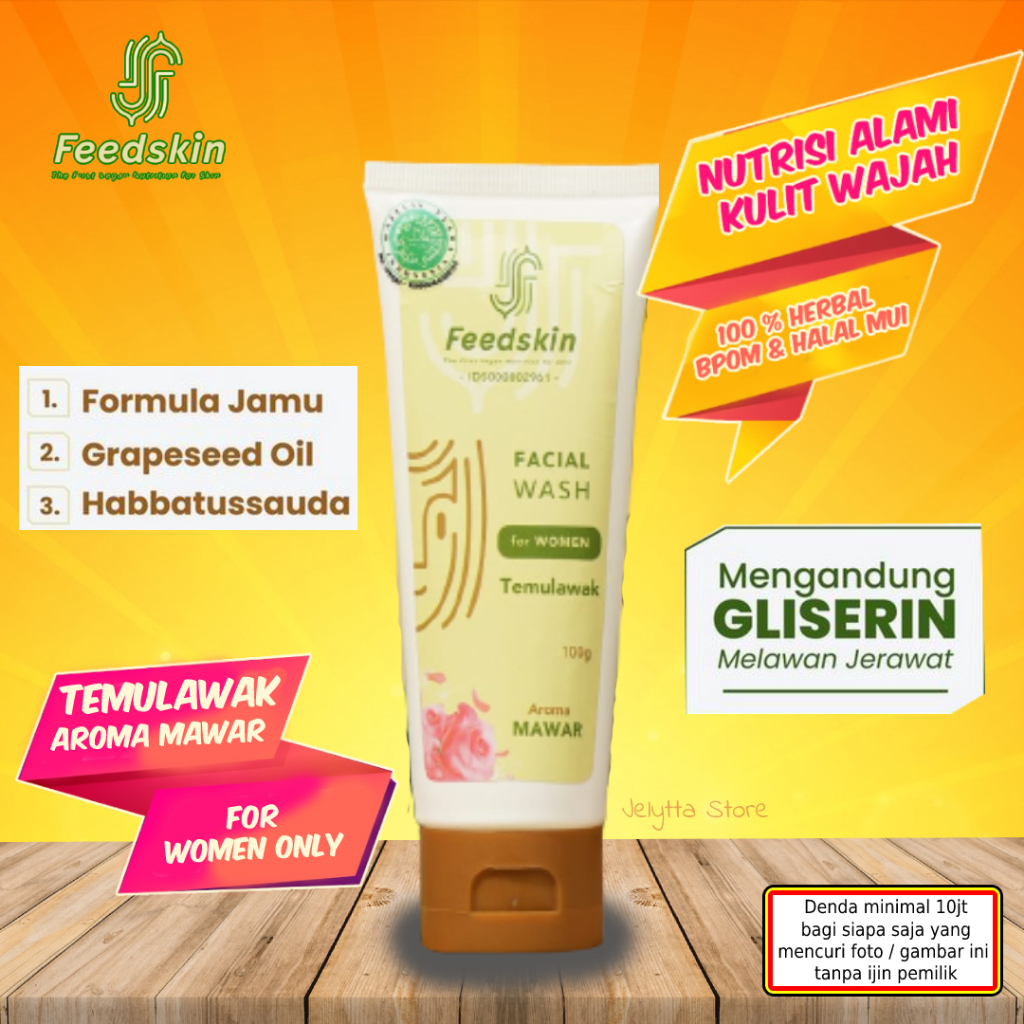Feed Skin Salina Herbal I Feed Skin Natural Facial Wash Temulawak Varian Aroma Mawar