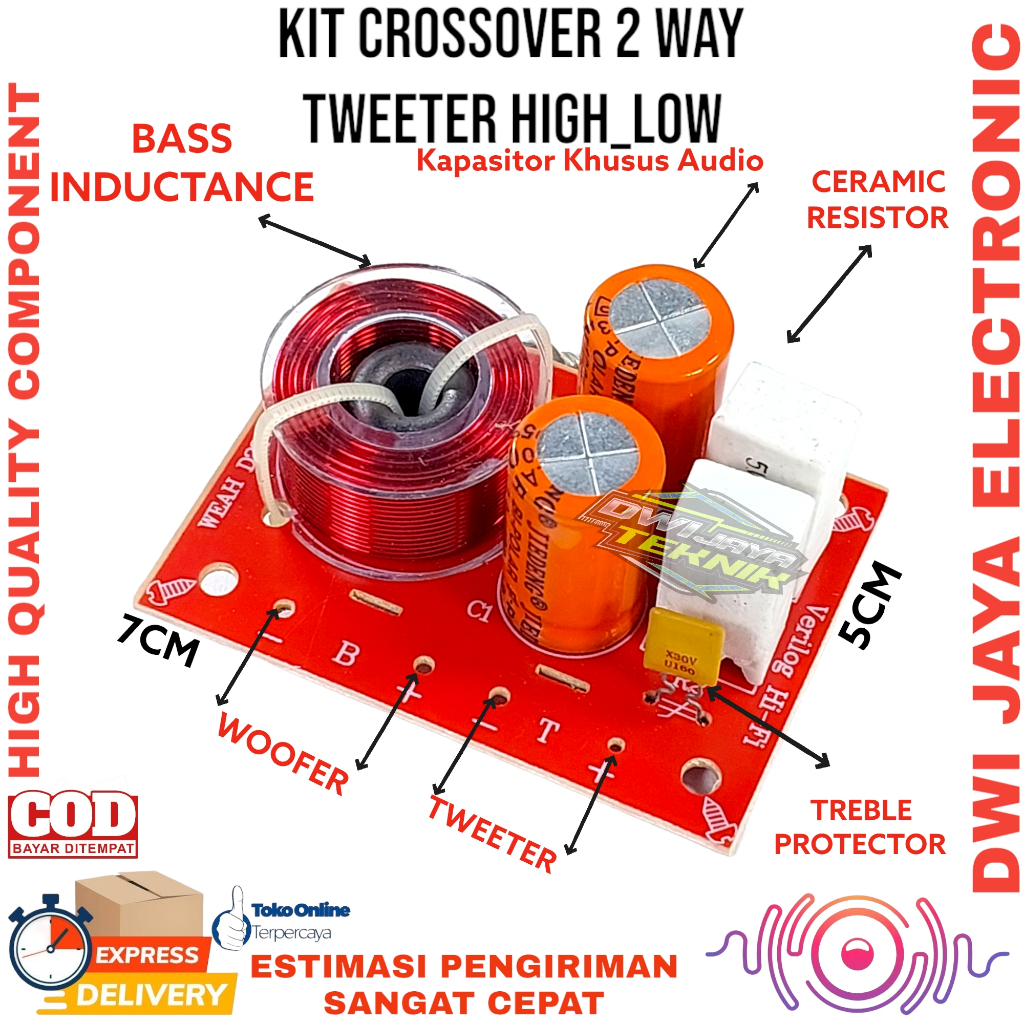 Kit Crossover Pasif Mono 2 Way Low High Berkwalitas