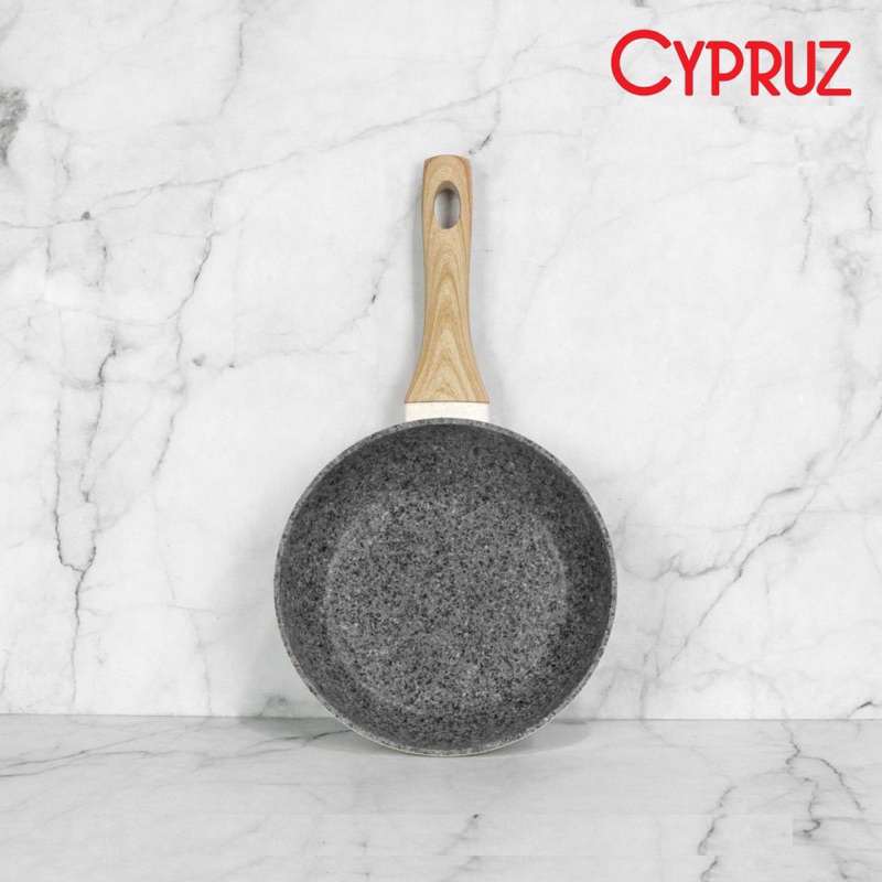 Cypruz White Granite Fry Pan / Wajan Tebal Anti Lengket Frypan white marble White Granite White ceramic keramik penggorrengan