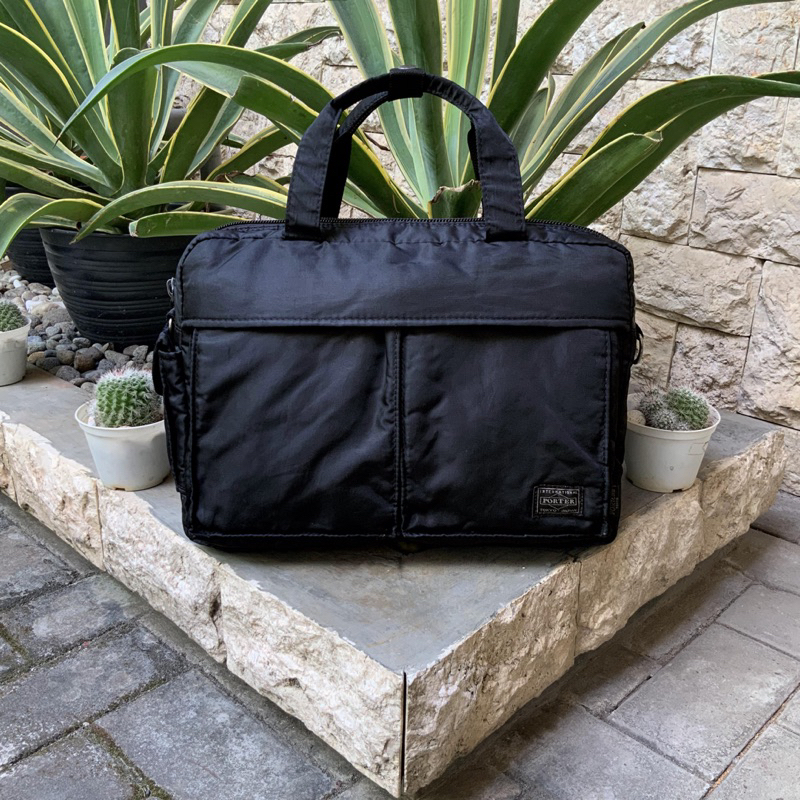 PORTER INTERNATIONAL TANKER 2WAY SHOULDER BAG BLACK MESH POCKET