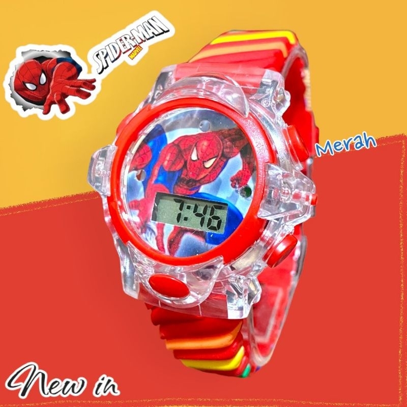 NEW!! Limited edition jam tangan anak digital GULALI ada lampu dan musik melody khusus karakter spiderman dan hellokitty