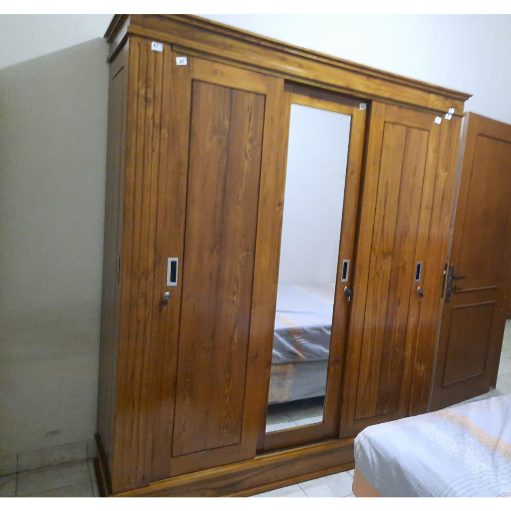 Lemari Pakaian 5 Pintu Sliding Kayu Jati Model By Custom Tipe Knokdown Baut