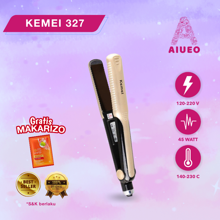 Catokan Kemei 327 Curly Hair Straightener Untuk  Meluruskan &amp; Keriting  Rambut - Alat Catok Rambut 2 in 1 3 in 1