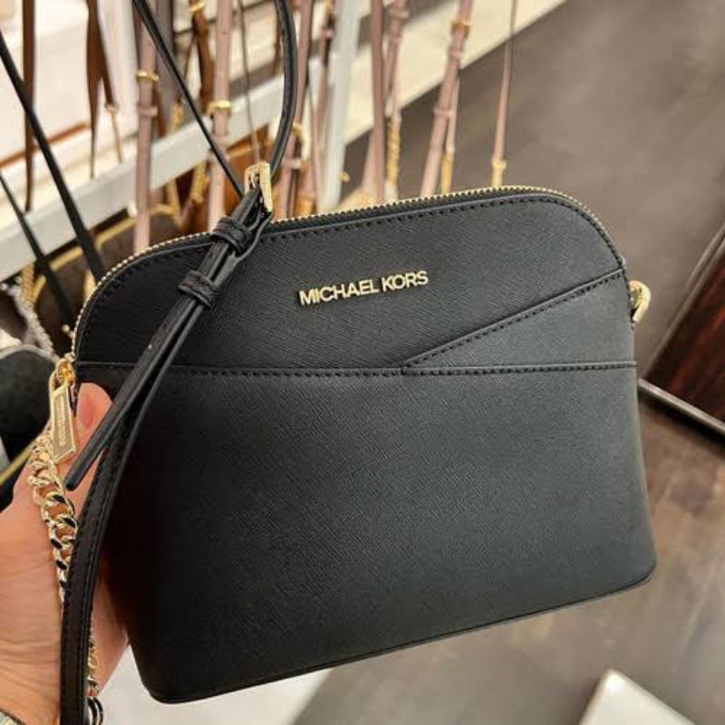 MK Jet set Travel Medium Dome Crossbody Leather Black k