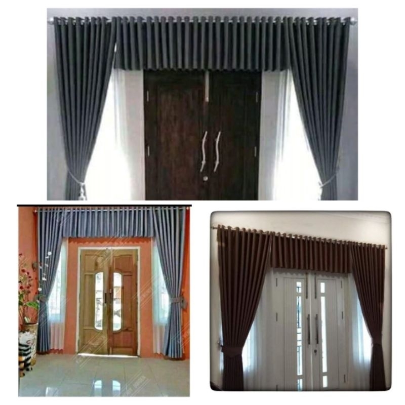 Korden Pintu Tengah Ruang Tamu 3 Meter Gorden Jendela Minimalis TEBAL Gorden Poni Mewah Satu Set Gor