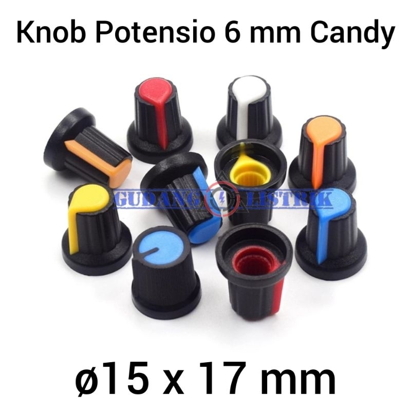 Knop Knob Tombol Plastik Penutup Potensio Meter Kecil 6mm