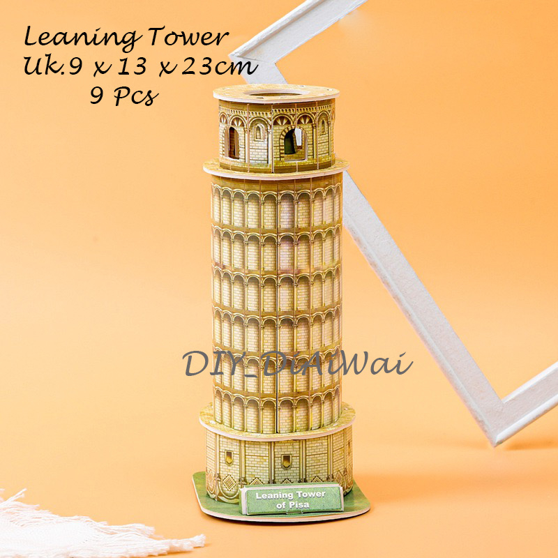 Puzzle 3D DIY bahan foam &amp; paper LEANING TOWER OF PISA mainan puzzle edukasi anak