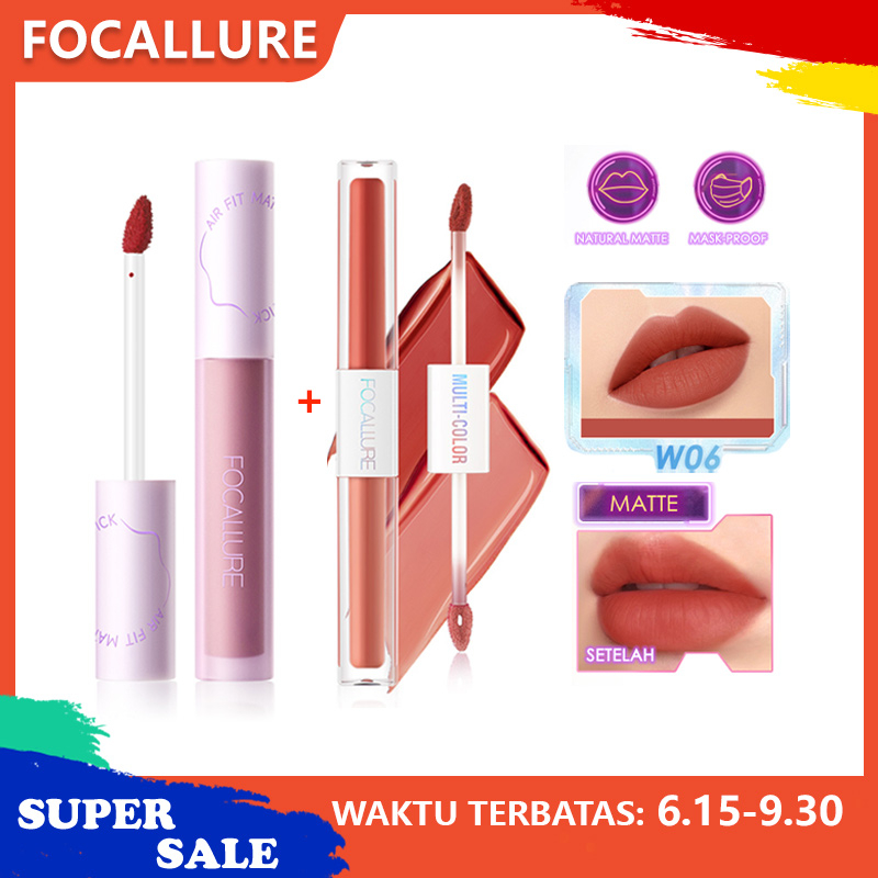 FOCALLURE Matte Lipstick Set 2 Pcs SwitchMode Airy Matte Lipstick  2 In 1 Matte Lipstick Dual Stick Lip Tint Long-Lasting Transfer-Proof Lip Tint Lip Gloss