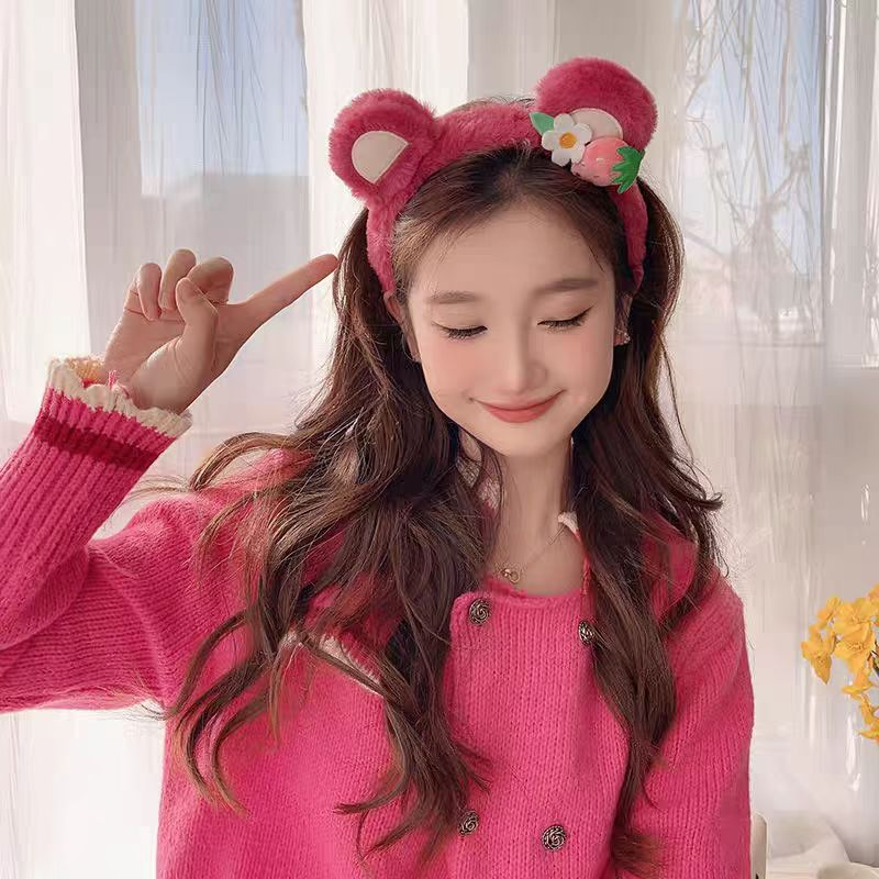 (Hello Girl)B57  Bando Karakter telinga Bear Bulu imut Lucu Gaya Korea