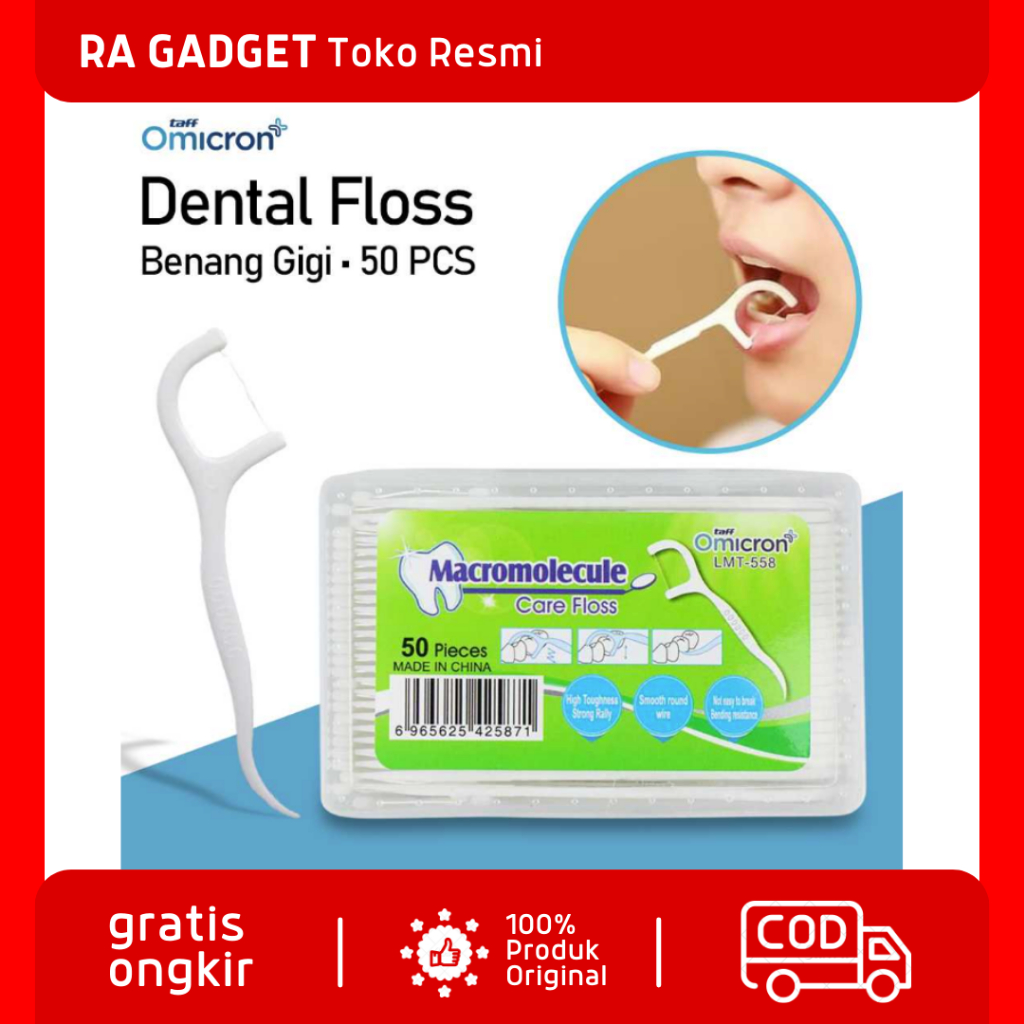 Dental Floss Benang Gigi Toothpicks Pembersih Sela Plak Gigi 50 PCS / Alat Benang Plastik Gosok PEng