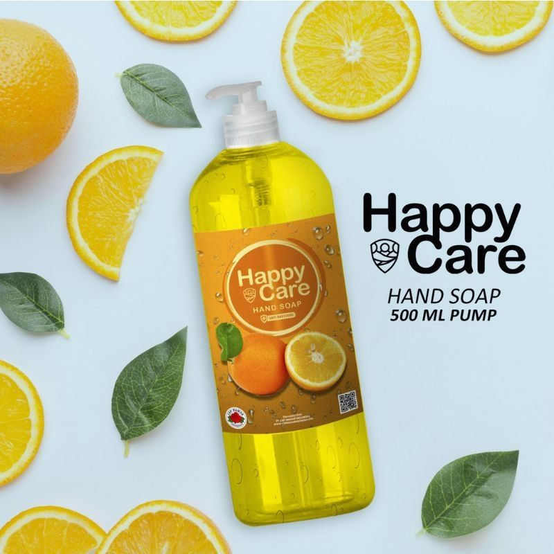 Sabun Cuci Tangan Happy Care Hand Soap (JERUK) Anti Bacteri Pump 500ml IZIN KEMENKES