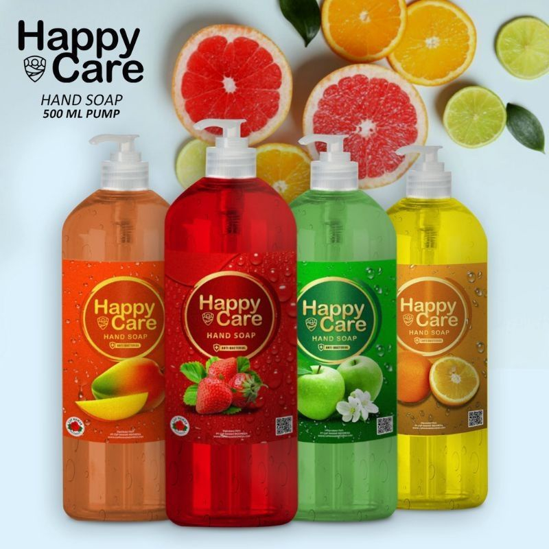 (Terlaris) Hand Soap 500ml Botol Bulat Happy Care Sabun Cuci Tangan IZIN KEMENKES