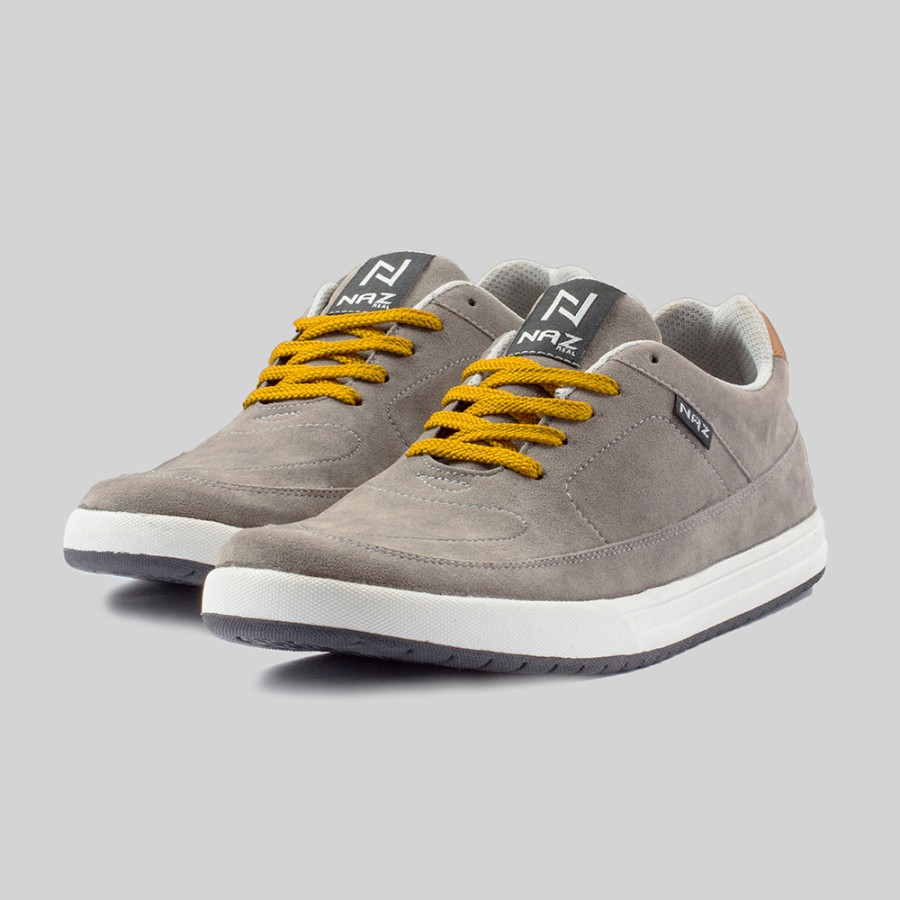 Sepatu Sneakers Pria Casual Grey Yellow Kerja Kuliah Hangout Shoes Cowok Premium Trendi Original Naz Marcos