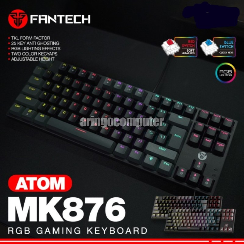 Keyboard Fantech MECHANICAL ATOM MK-876 TKL BLACK - RED SWITCH