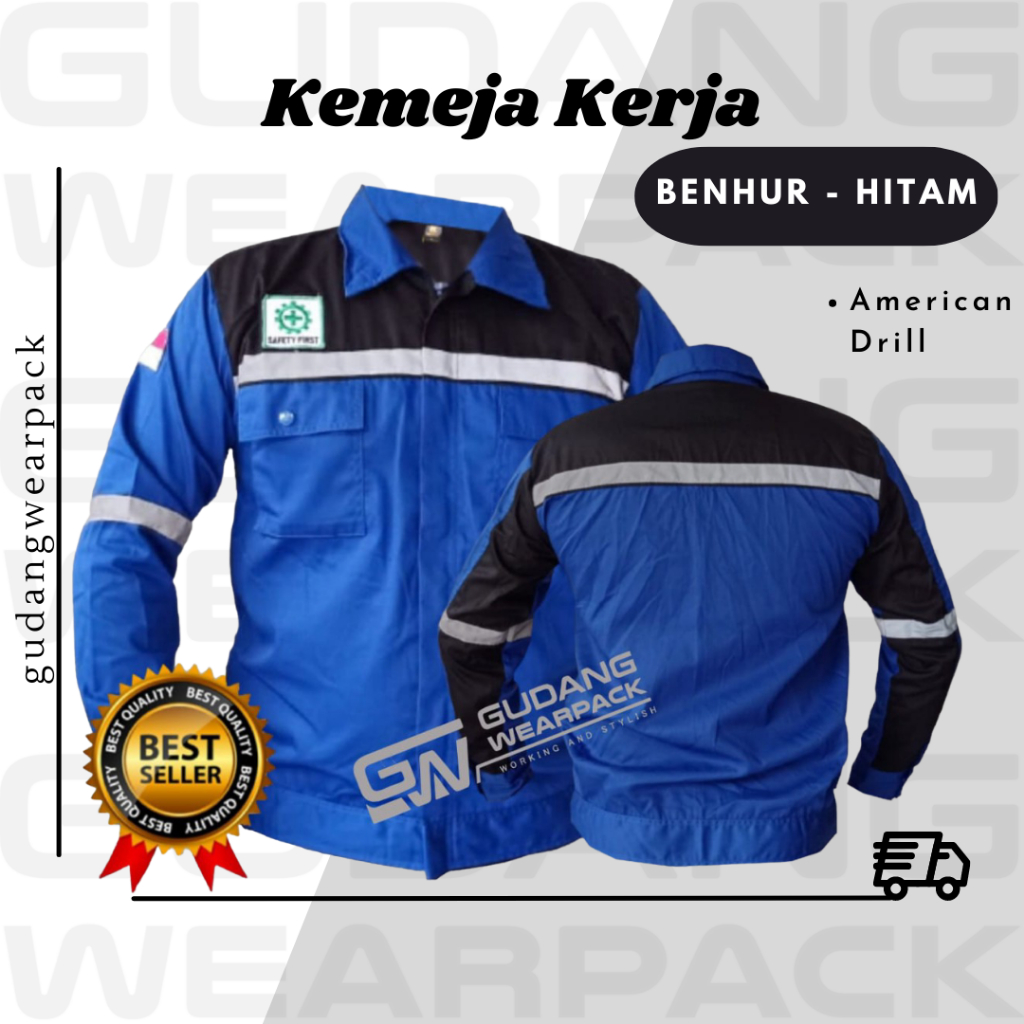 Gudang wearpack - Baju Kerja Seragam Proyek Warna Benhur Hitam