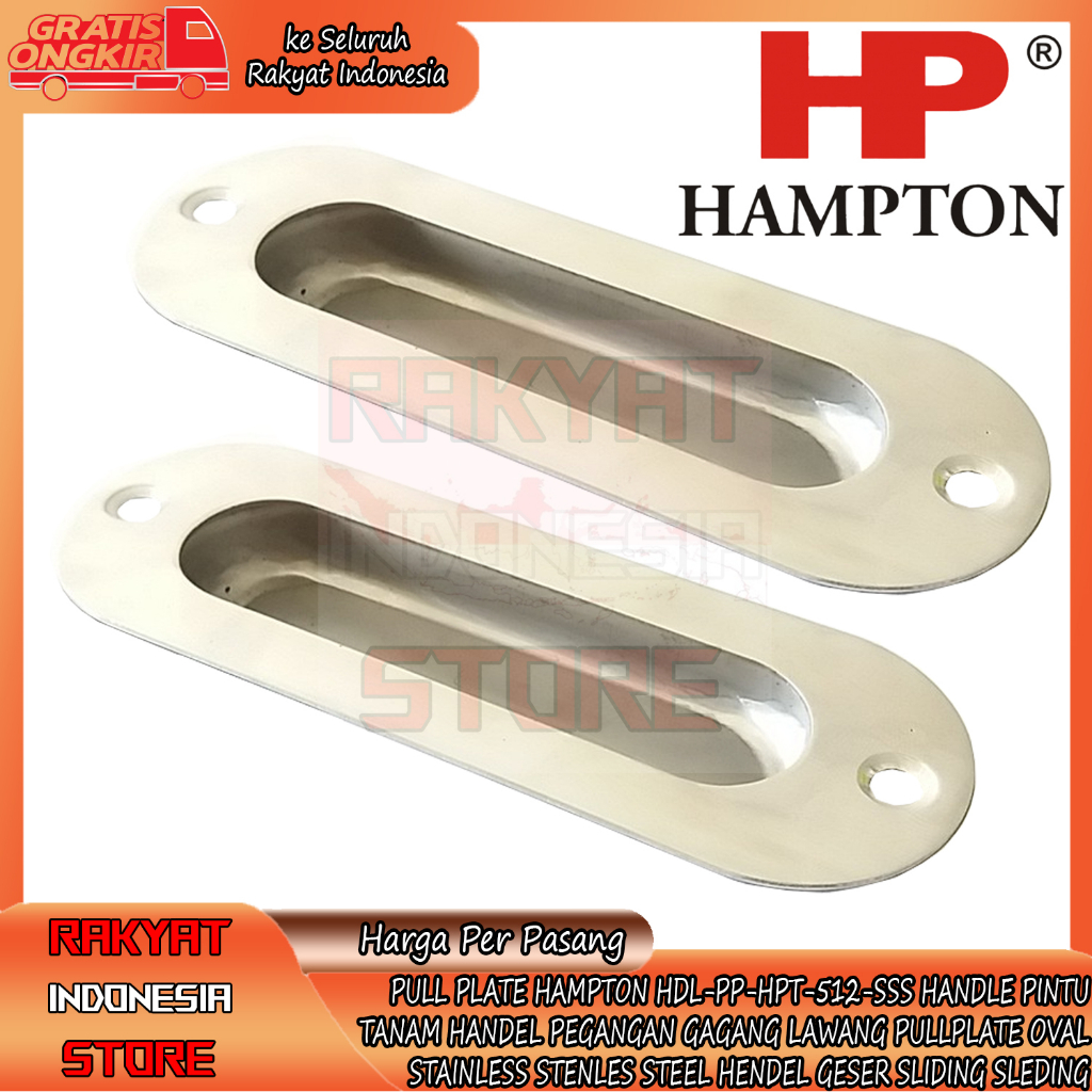 Hampton HP PP 512 Sn Pull Plate Handel Handle Tanam Pintu Sleding Sliding Geser Laci Lemari Hendel T