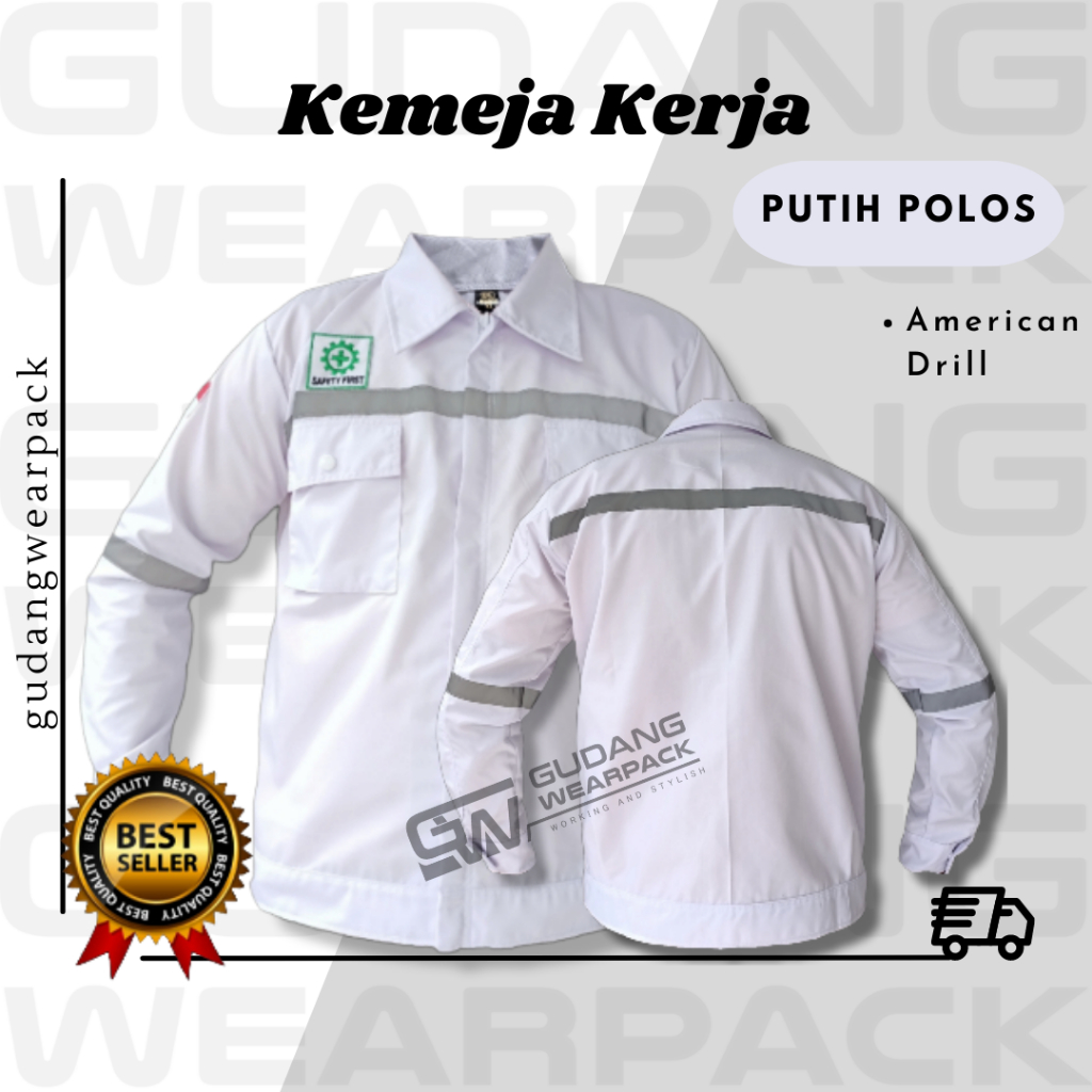 Gudang Wearpack - Baju Kerja Seragam Proyek Warna Putih Polos