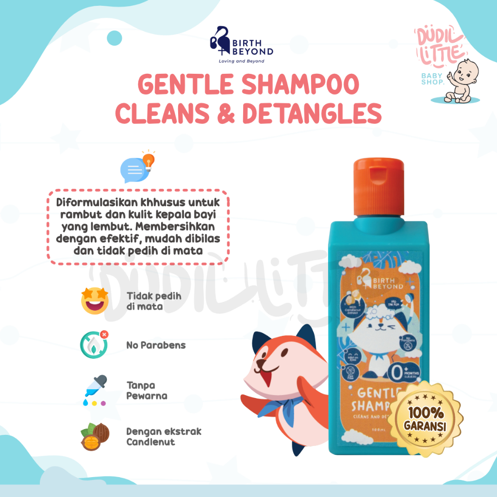 Birth Beyond Gentle Shampoo ekstrak kemiri rambut sehat alami 100 ML