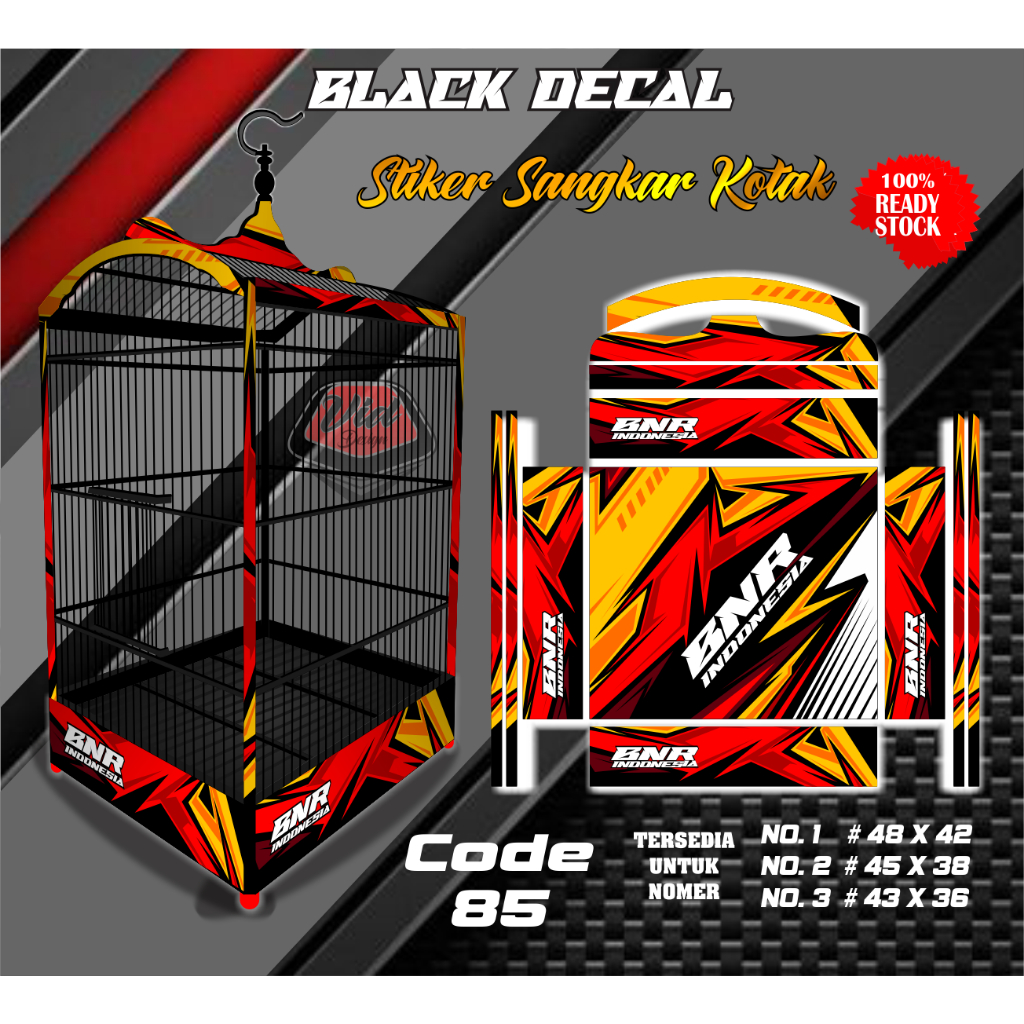 Stiker Sangkar Kotak Decal Bnr Burung Kacer Cuca Ijo Kenari Motif BNR No 1 2 3