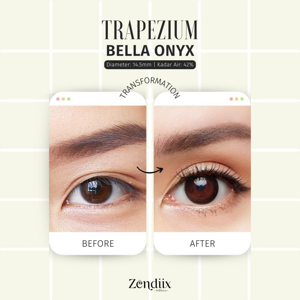 Softlens TRAPEZIUM Warna BELLA ONYX 14.5mm Normal Minus