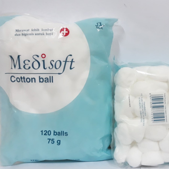 Medisoft Kapas Bulat / Kapas Bayi / Kapas Bola / Cotton Ball - BIRU 75 GRAM