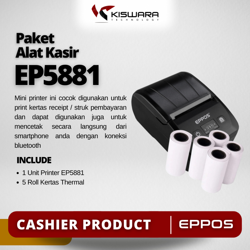 Paket Printer EP5881 + 5 Roll Kertas Thermal