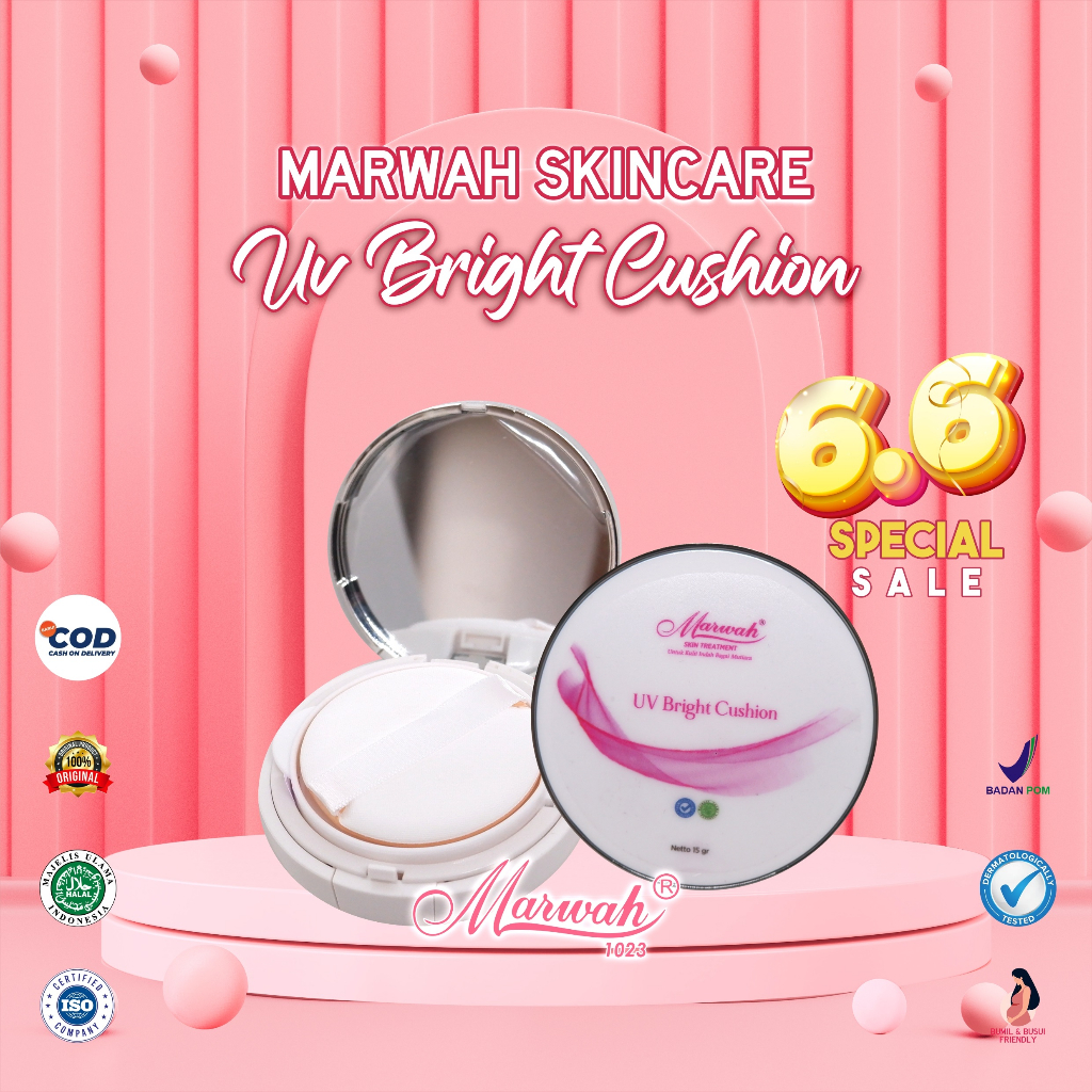 Marwah Skincare UV Bright Cushion Skin Treatment Original Alas Bedak Cair Untuk Wajah Glowing