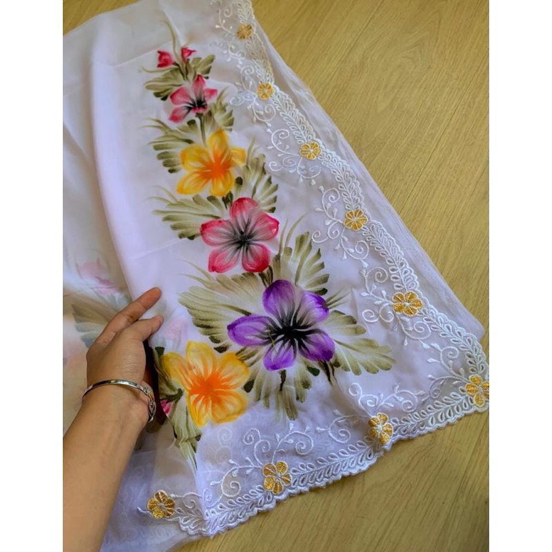 BAHAN KAIN KEBAYA BORDIR LUKIS SUTRA CREPE