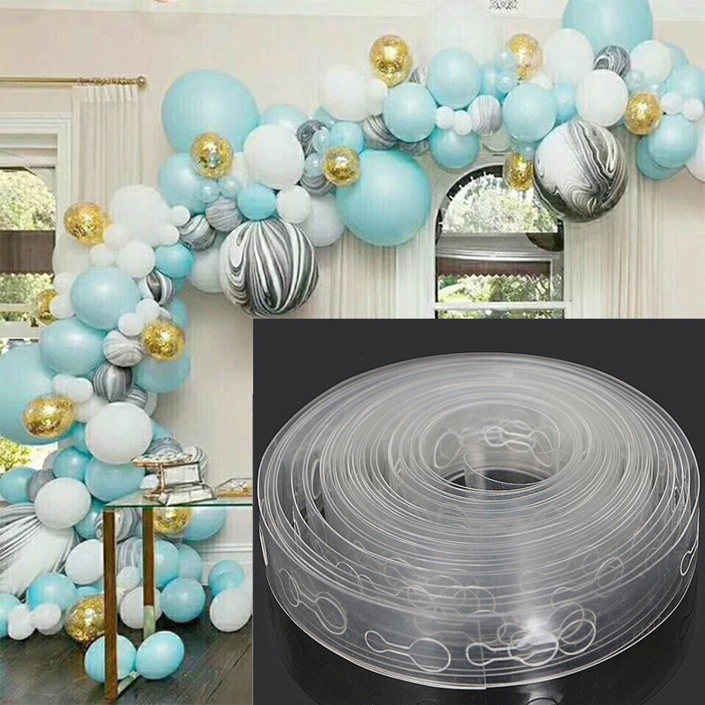 Balon Chain / Rantai Balon Dekorasi / Garland transparan stripe dekor balon 5 meter 100 lubang