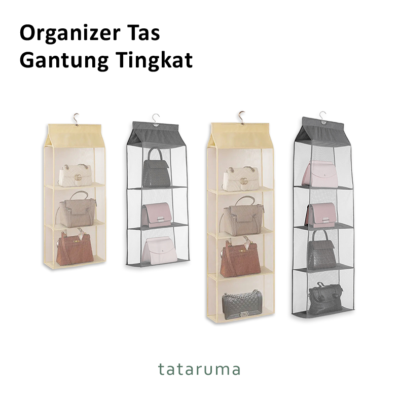 TATARUMA Kurru - Organizer Gantung Penyimpanan Tas Multi Lapis Tiga Dimensi 3D