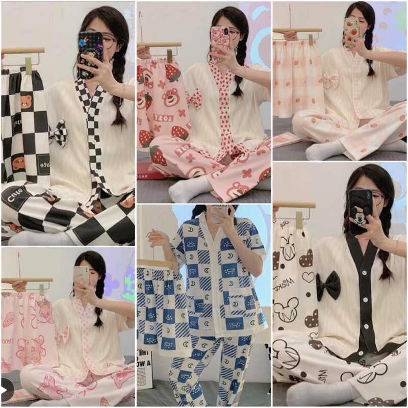 3 in 1 Homewear Kancing Import sleep.pajamass✨