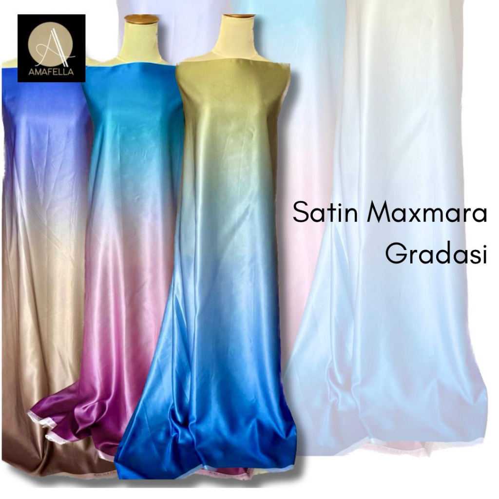 1/2 (Setengah) meter Kain Satin Maxmara Silk Gradasi Ombre Bahan Seragaman Bridesmaid Keluarga