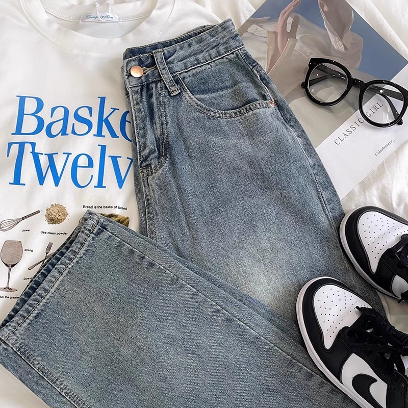 High Waist Jeans Dress Korean Style Retro Celana Jeans Wanita Kekinian Street style