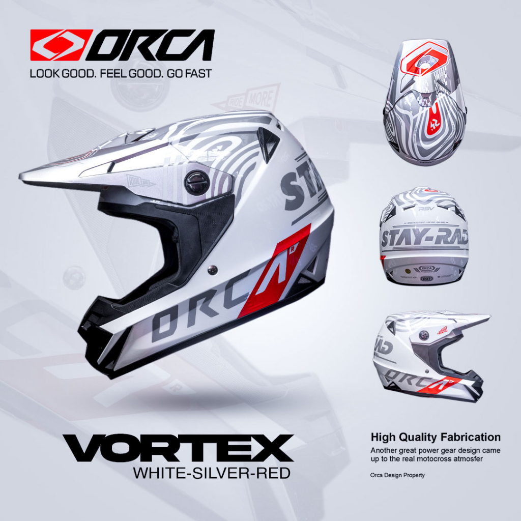 KSR ONEONENINE - HELM ORCA VORTEX WHITE SILVER RED GLOSSY | KSR ONEONENINE