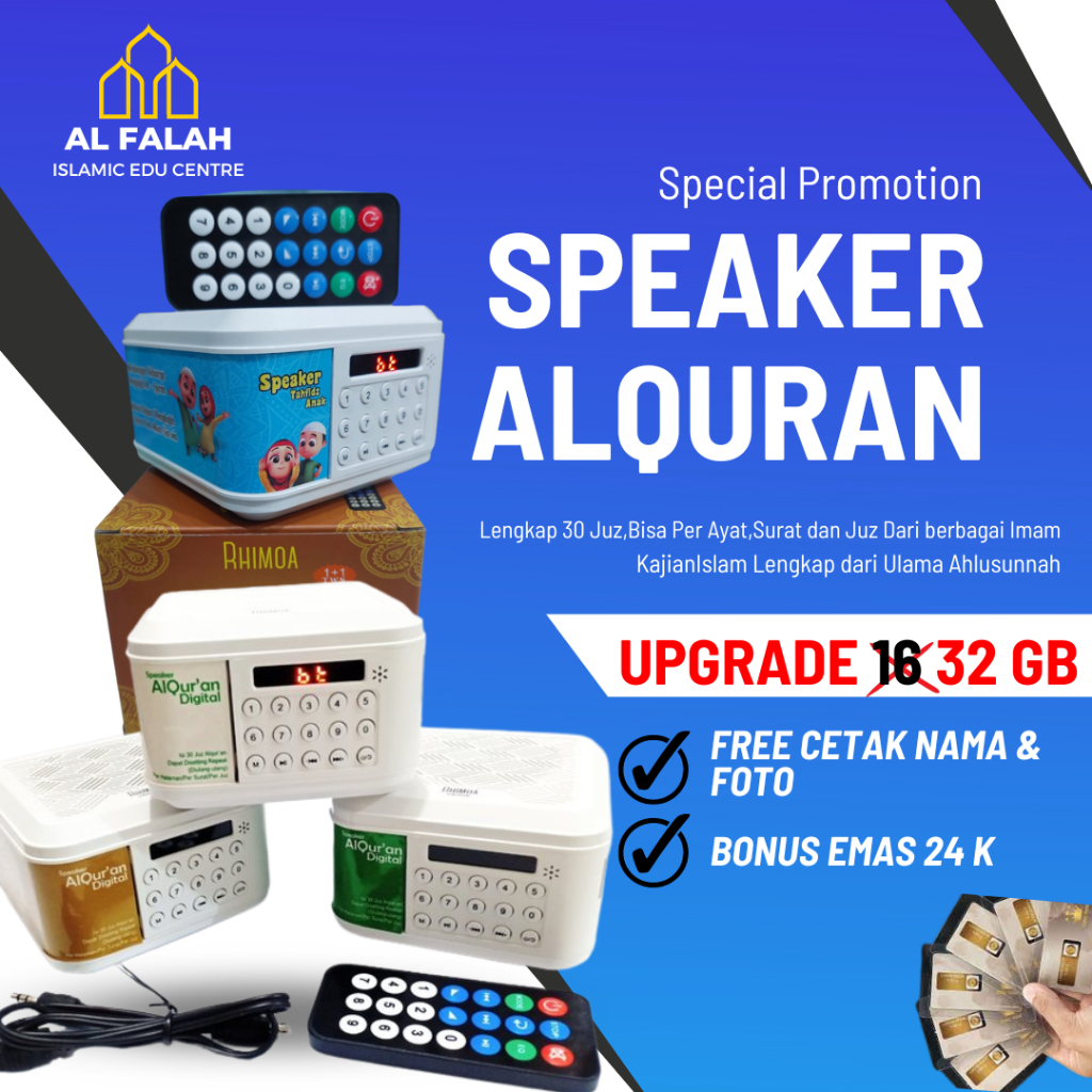 SPEAKER MUROTTAL - SPIKER MUROTAL ALQURAN 16GB - REMOTE NEW