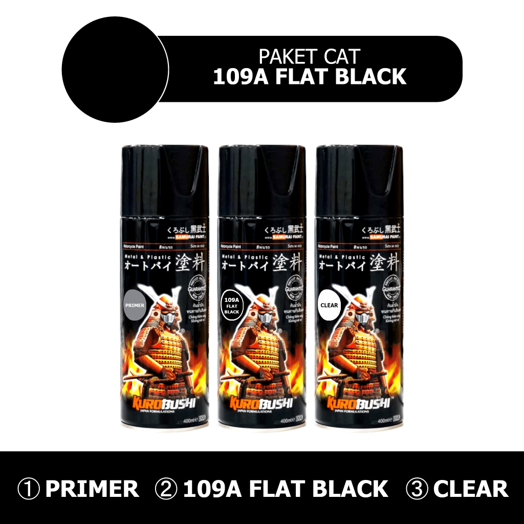 Paket Cat 109A Flat Black / SAMURAI PAINT / Cat Semprot