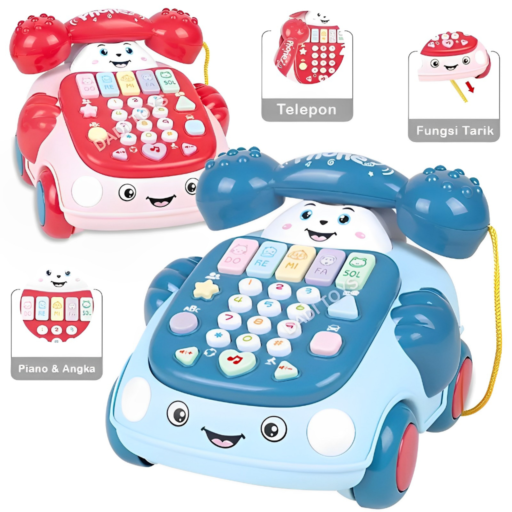 Car Phone Multifunctional Lamp &amp; Music | Mainan Telepon Anak Perempuan Lucu Mobil | Mainan Anak Cewek 2-3-4-5 Tahun