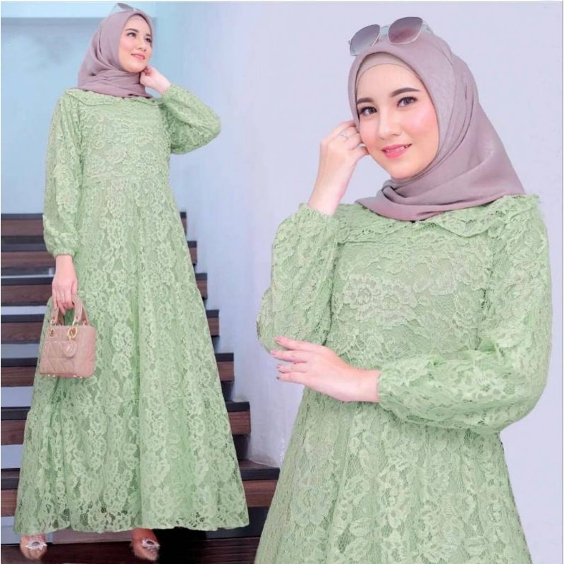 Dyllon fashion - Alila Dress Maxi Brokat Lace Prmium Size M-XXXL DressMaxi Kondangan Dress Couple Dr