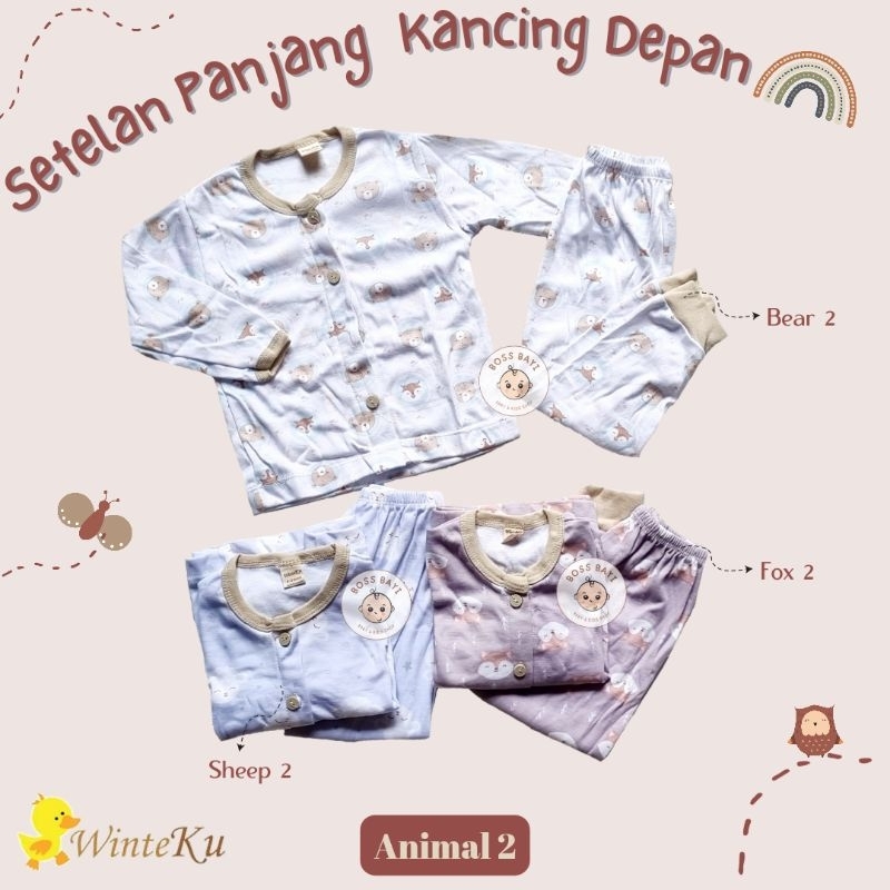 WINTEKU Setelan PANJANG Bayi Anak Kancing Depan (Baju Lengan Panjang + Celana Panjang)